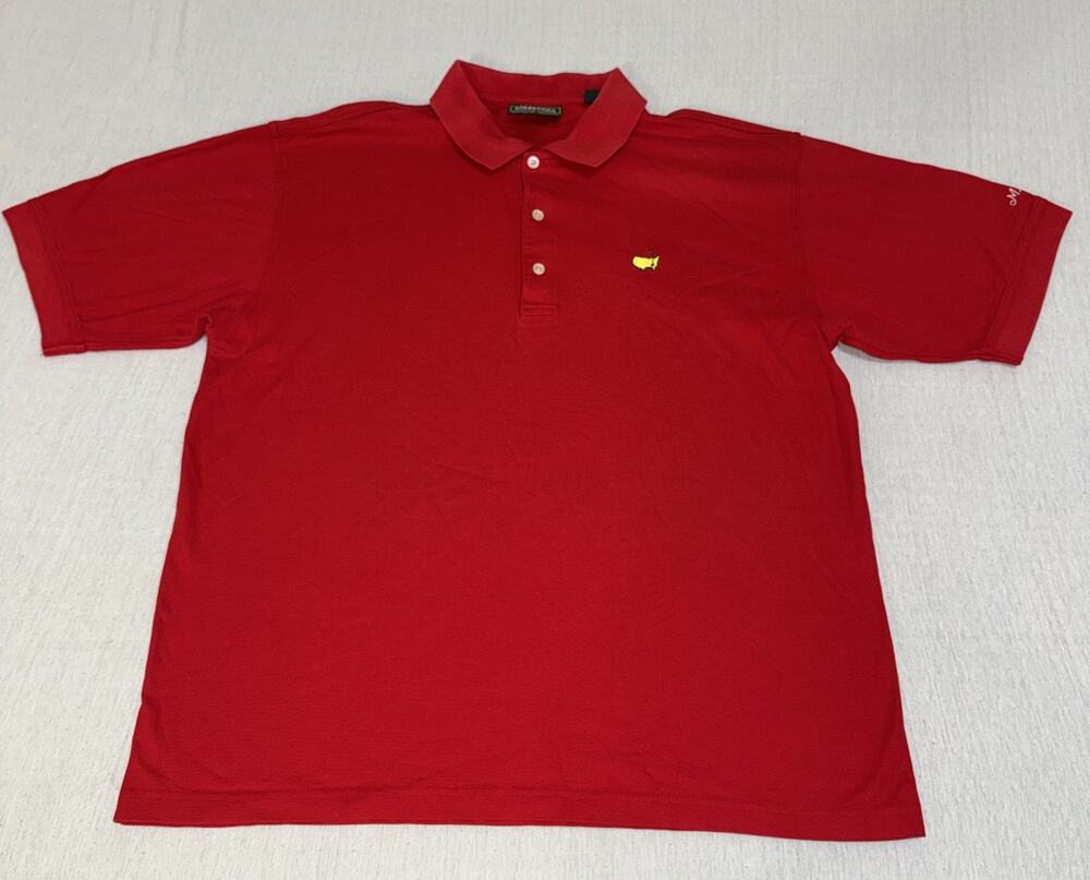 Masters Collection Golf Polo Shirt Men Size Large Red Short Sleeve Collared EUC